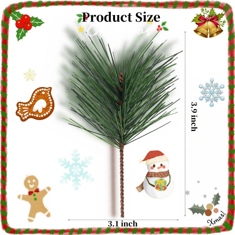 YGbridge Artificial Evergreen Picks Pine Needles Branches, 50 PCS Small Pine Twigs Stems Picks, Fake Greenery Pine Picks for Christmas Garland, Wreath, Home Holiday Decoration (50, Green) - Image 2